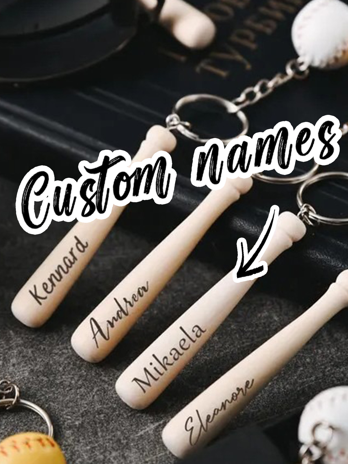 Personalized Carved Baseball Keychain